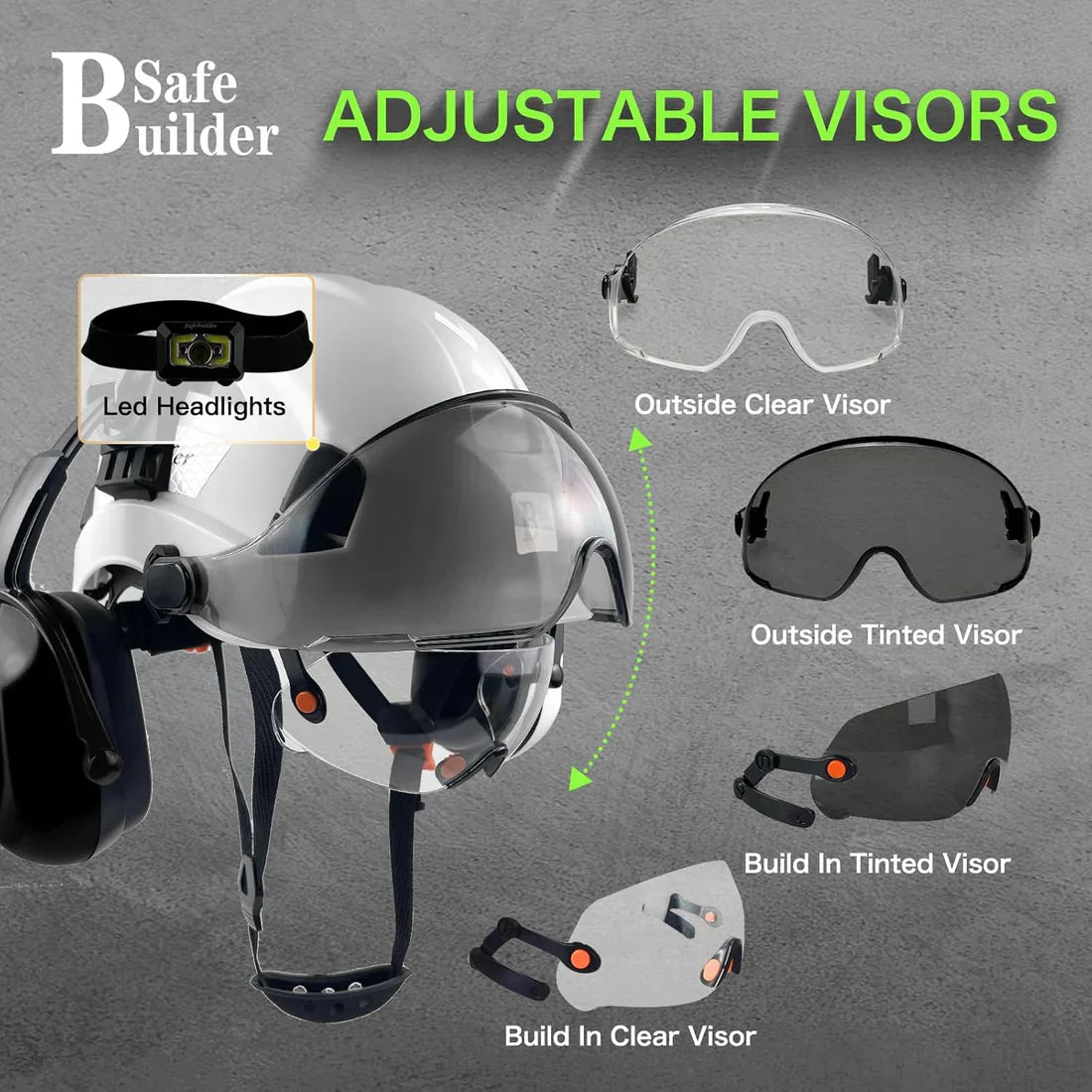 Industrial Safety Helmet with Visor & Ear Muffs
