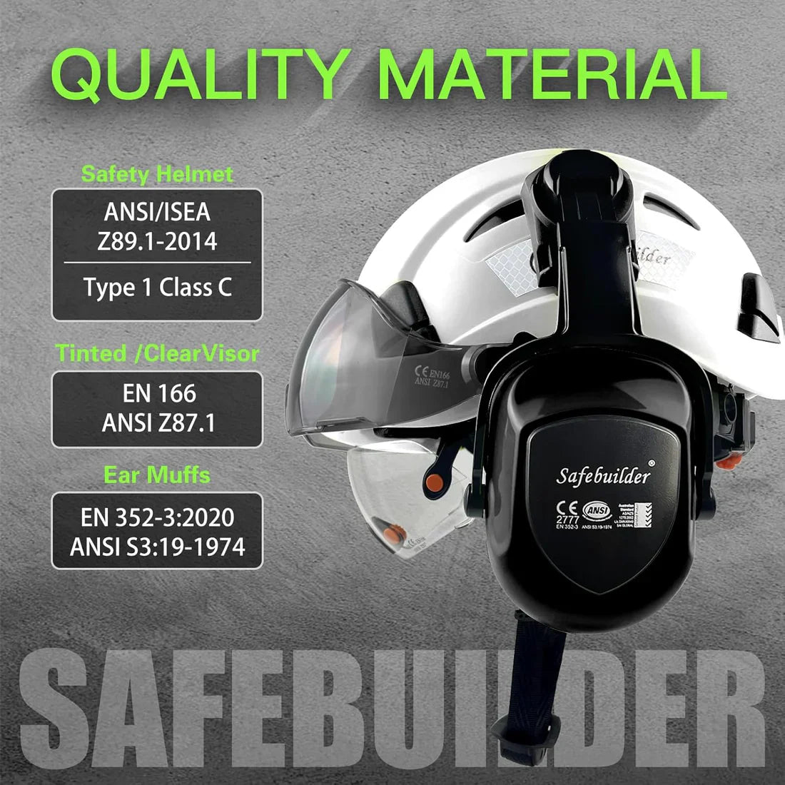 Industrial Safety Helmet with Visor & Ear Muffs